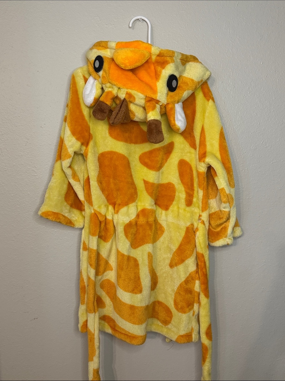 Kids Plush Hooded Robe - Yellow & Orange